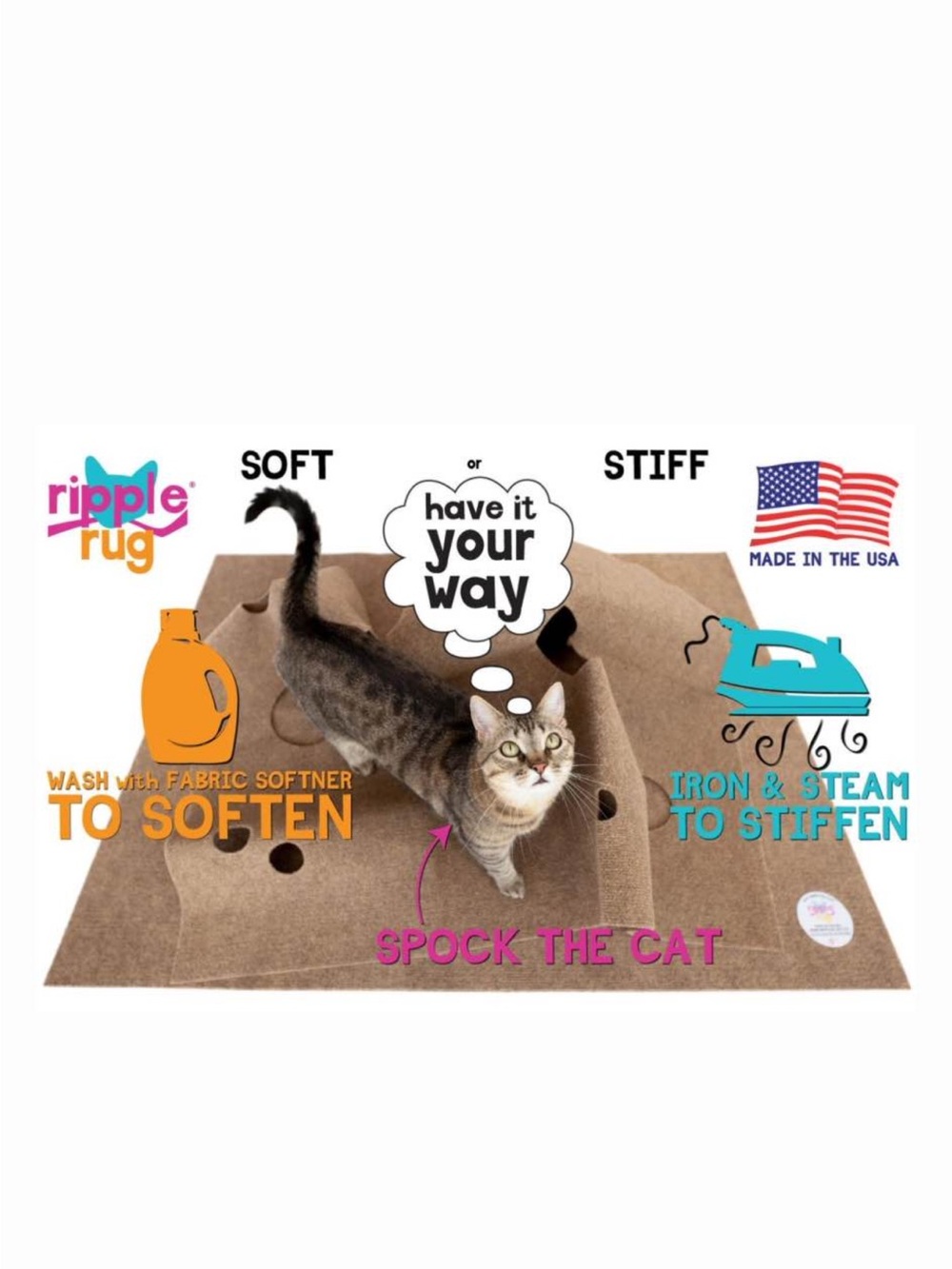 SnugglyCat Ripple Rug Cat Activity Play Mat, Beige - Picture 4 of 7